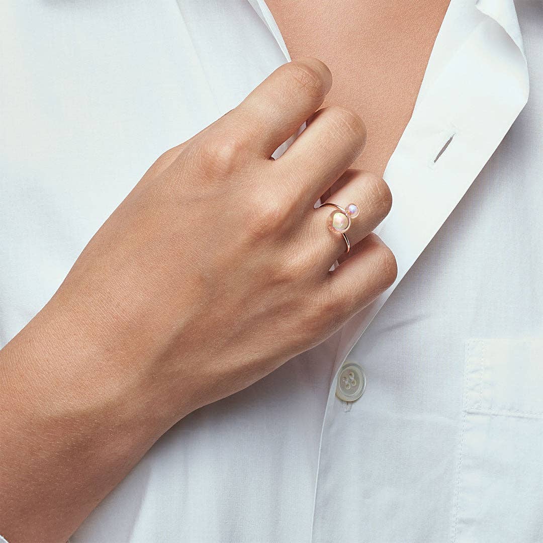 BAGUE 2 PERLES "TWIST" (MINI) - La Môme Bijou