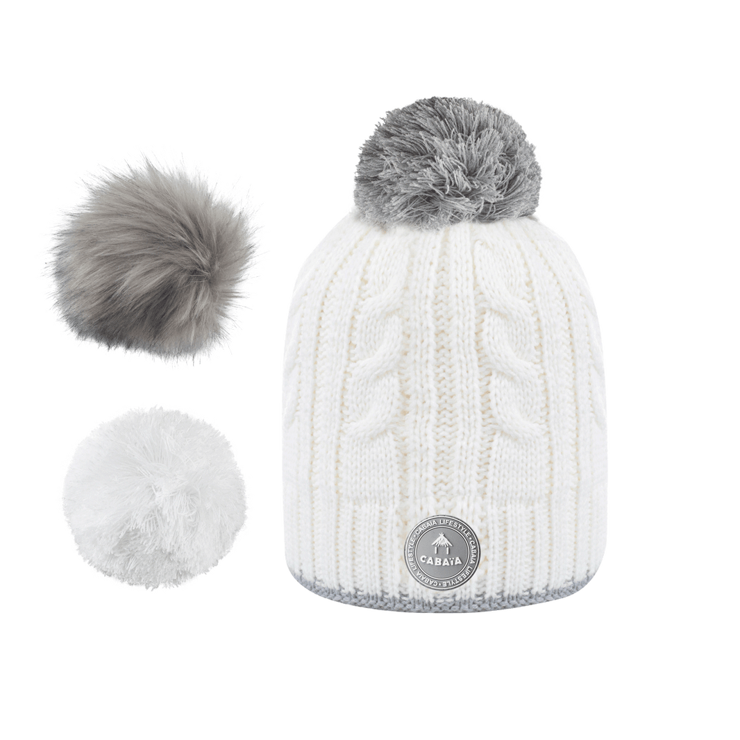 Bonnet Creamy Gin + 3 Pompons - Cabaïa