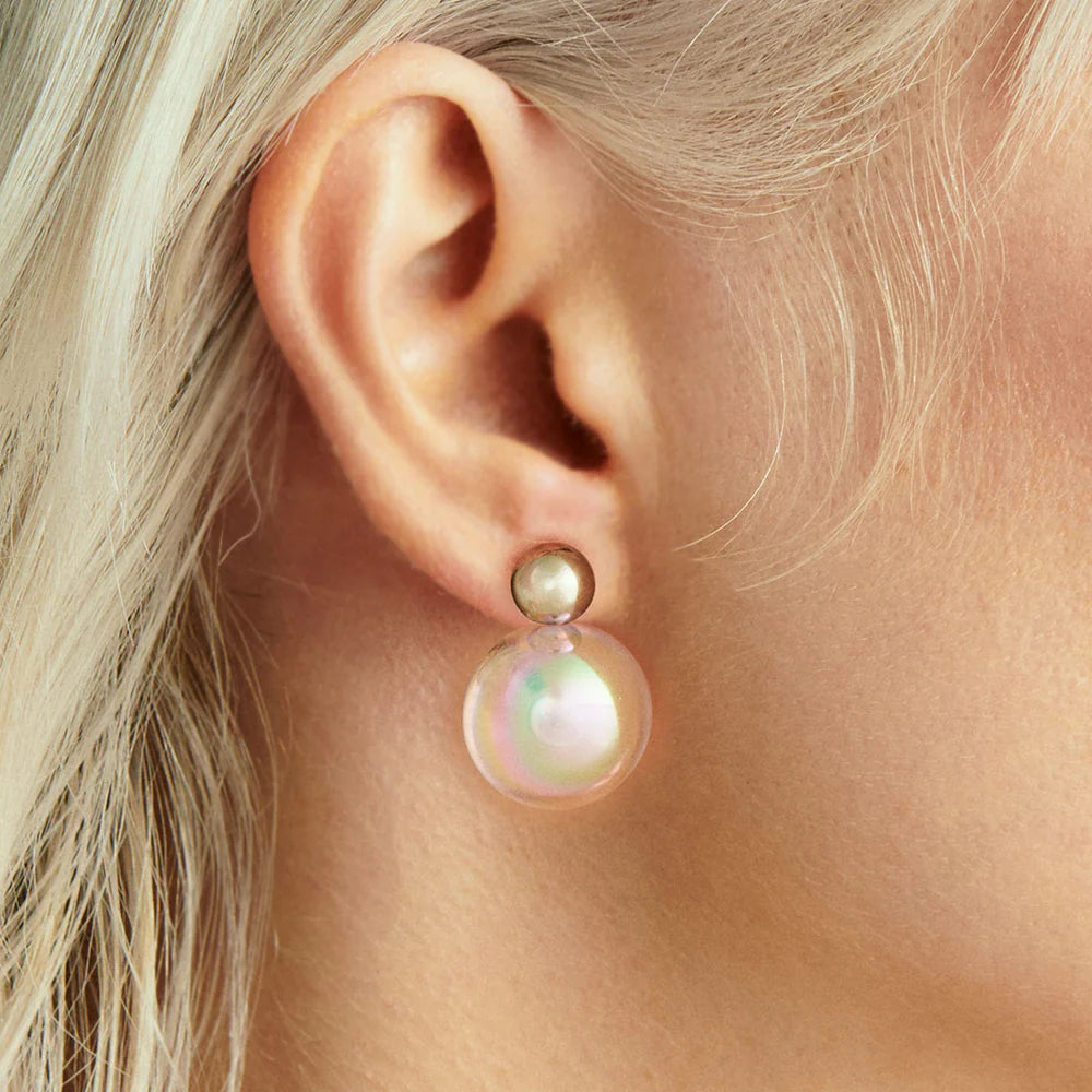 Boucles d'oreilles "TOI & MOI" AVEC PERLE METAL - La Môme Bijou