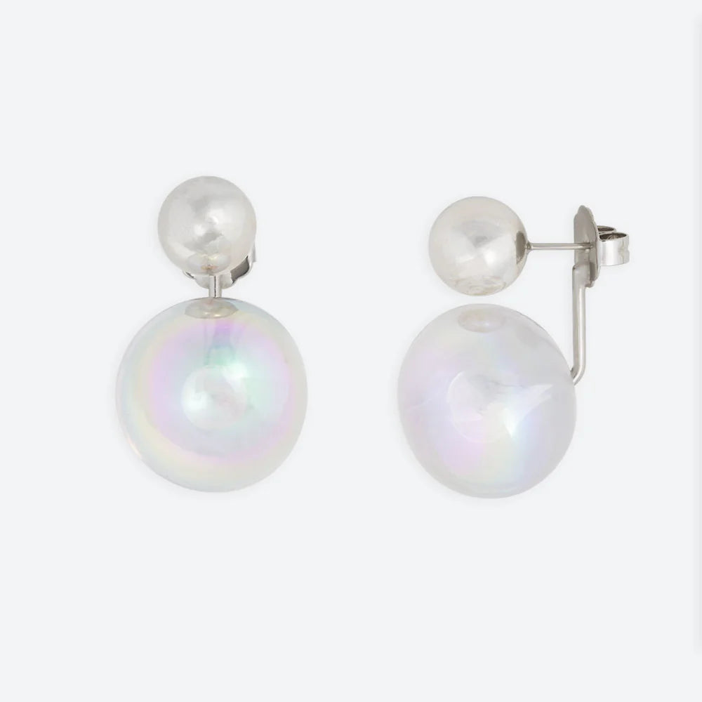 Boucles d'oreilles "TOI & MOI" AVEC PERLE METAL - La Môme Bijou