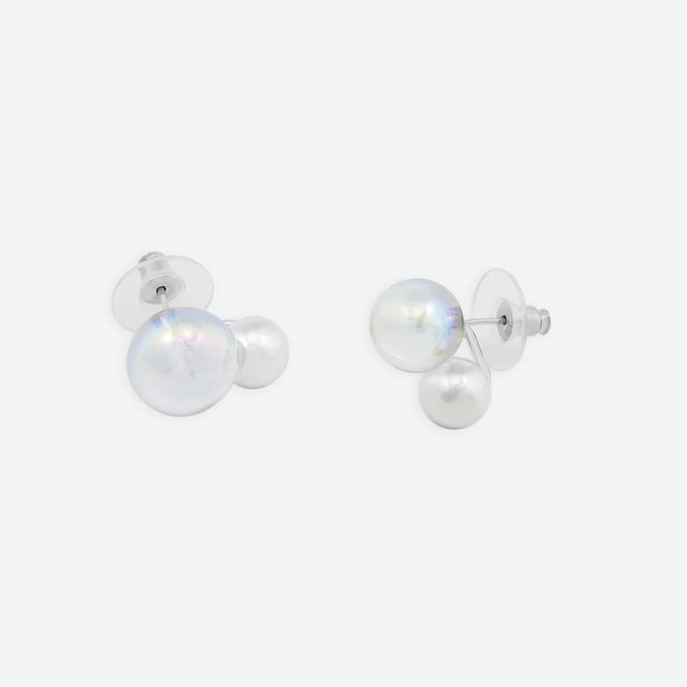 Boucles d'oreilles DANS MA BULLE "DUO" AVEC PERLE METAL - La Môme Bijou