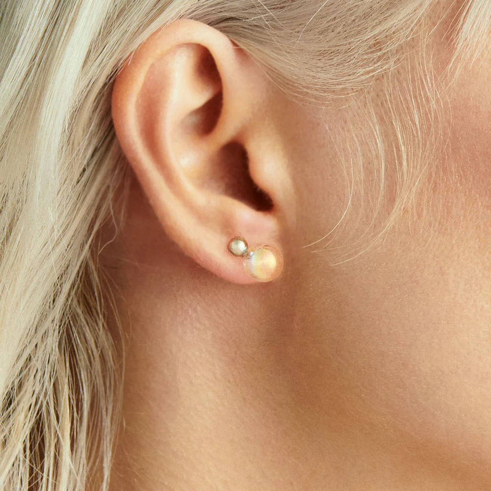 Boucles d'oreilles DANS MA BULLE "DUO" AVEC PERLE METAL - La Môme Bijou