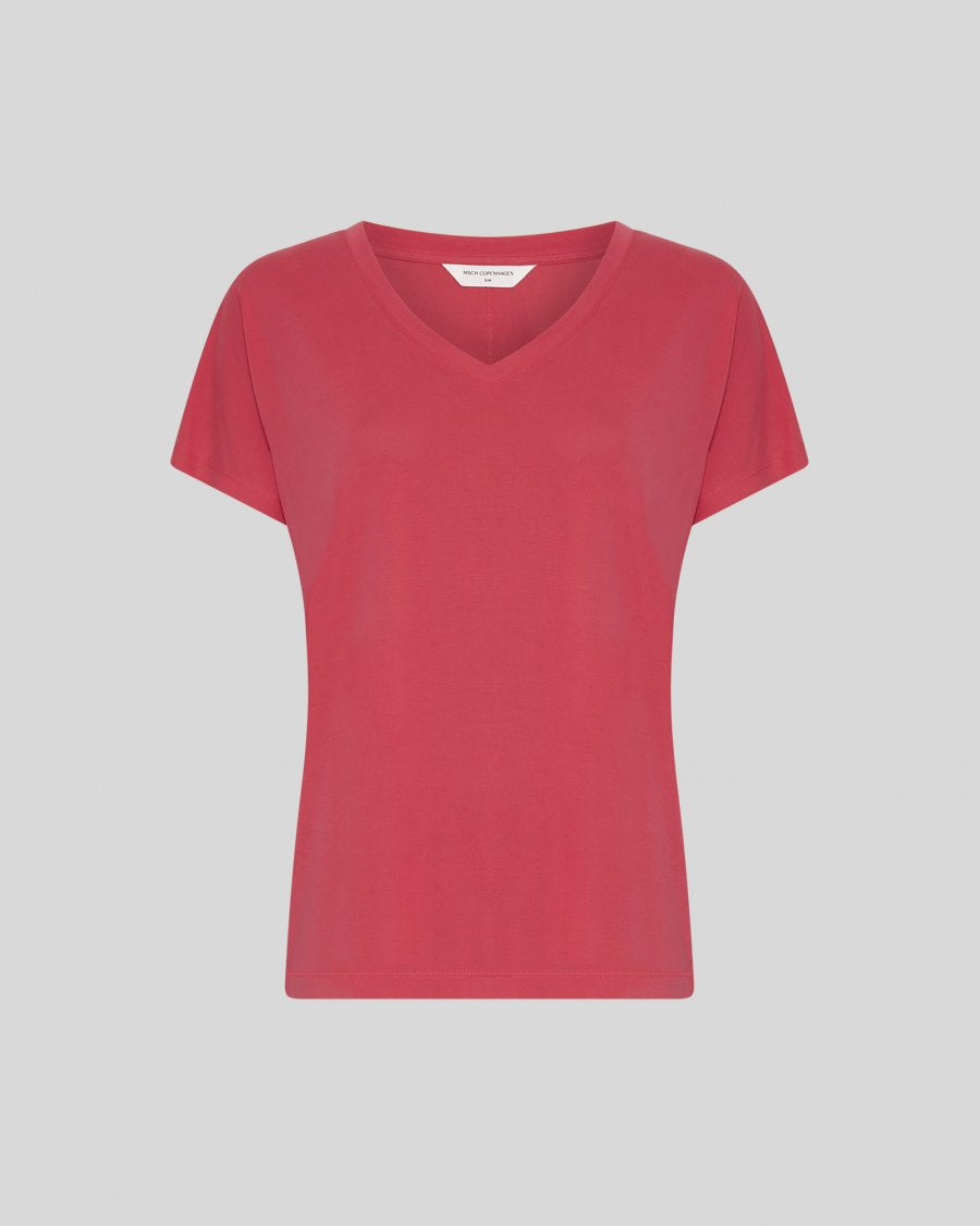 T-Shirt en modal Fenya Col V - MSCH Moss Copenhagen