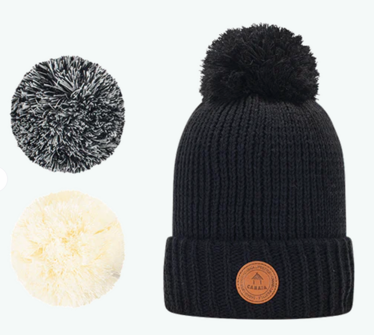 Bonnet Amaretto + 3 Pompons Rose ou Noir - Cabaïa