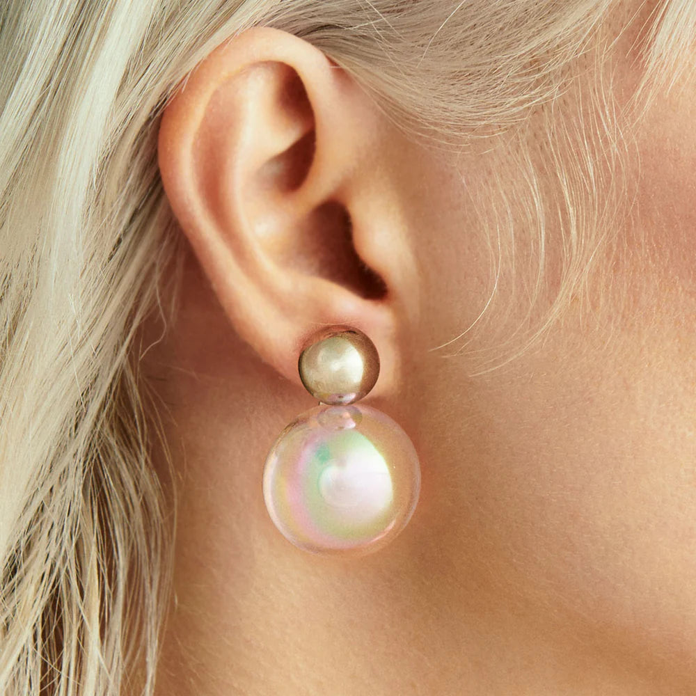 Boucles d'oreilles "TOI & MOI" AVEC PERLE METAL - La Môme Bijou
