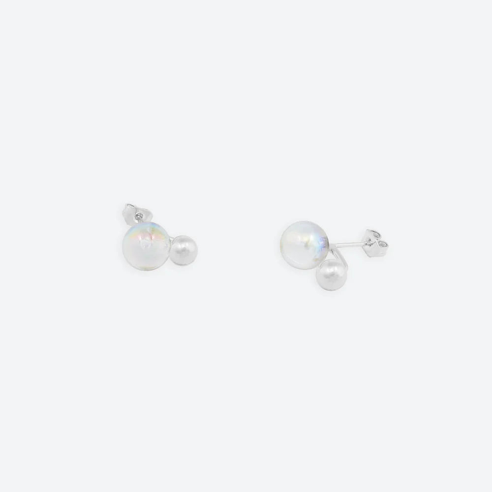 Boucles d'oreilles DANS MA BULLE "DUO" AVEC PERLE METAL - La Môme Bijou
