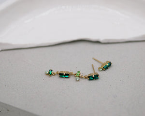 Paire de boucles d’oreille Lazare Émeraude - April Please